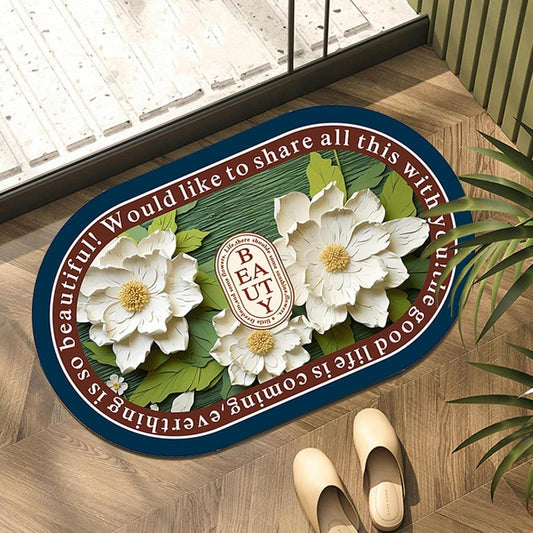3D Visual Anti-Slip Absorbent Mat New Soft Super Absorbent Floor Mats, Cute Flowers Shower Drying Bathroom Mat (Mix Design / 1 Pc) - infinityexculsivestore.com