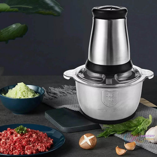3Ltr Electric Food Processor Stainless Steel Onion Cutter Multi Chopper 2 Speed Levels 5 Blades Universal Chopper for kitchen - infinityexculsivestore.com