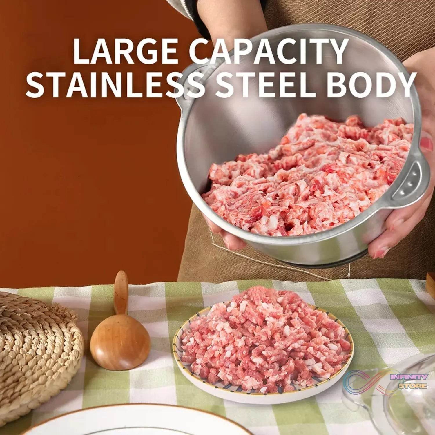 3Ltr Electric Food Processor Stainless Steel Onion Cutter Multi Chopper 2 Speed Levels 5 Blades Universal Chopper for kitchen - infinityexculsivestore.com