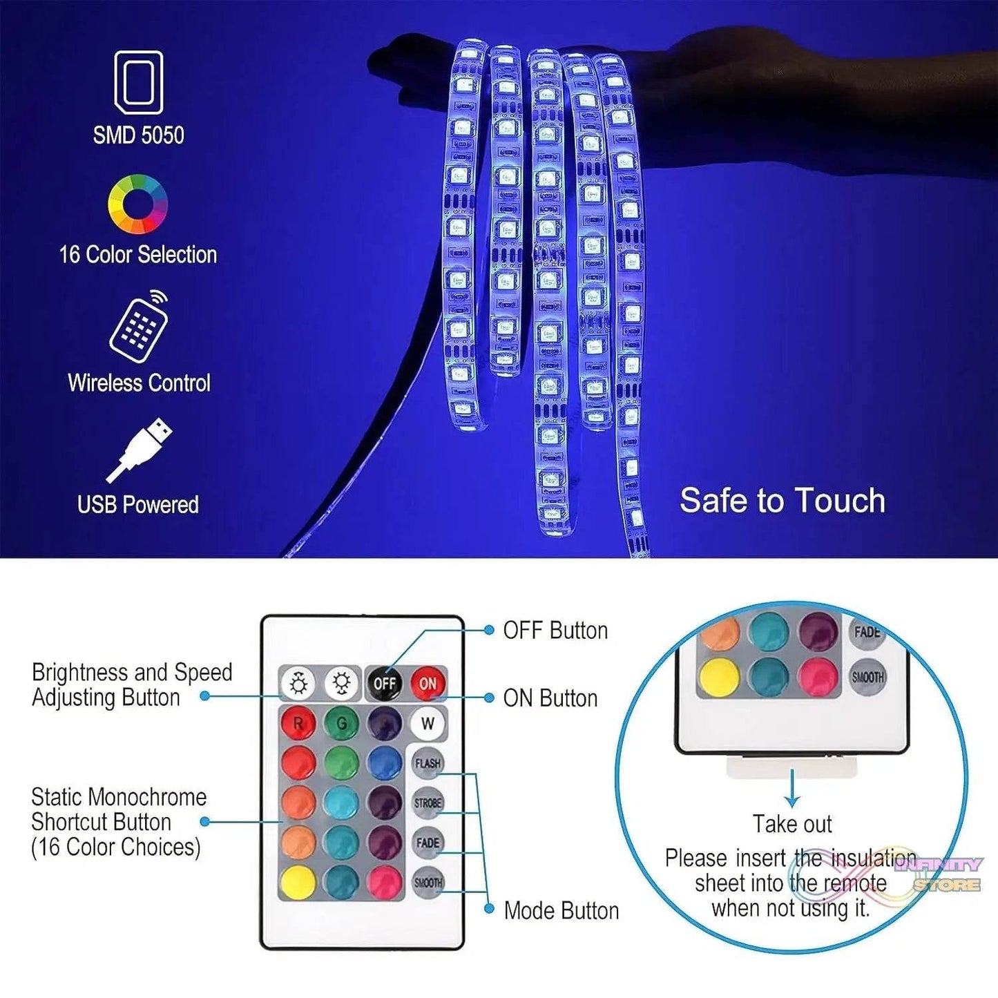 3M RGB LED Strip Lights, LED Mood Lights (1 Set) - infinityexculsivestore.com