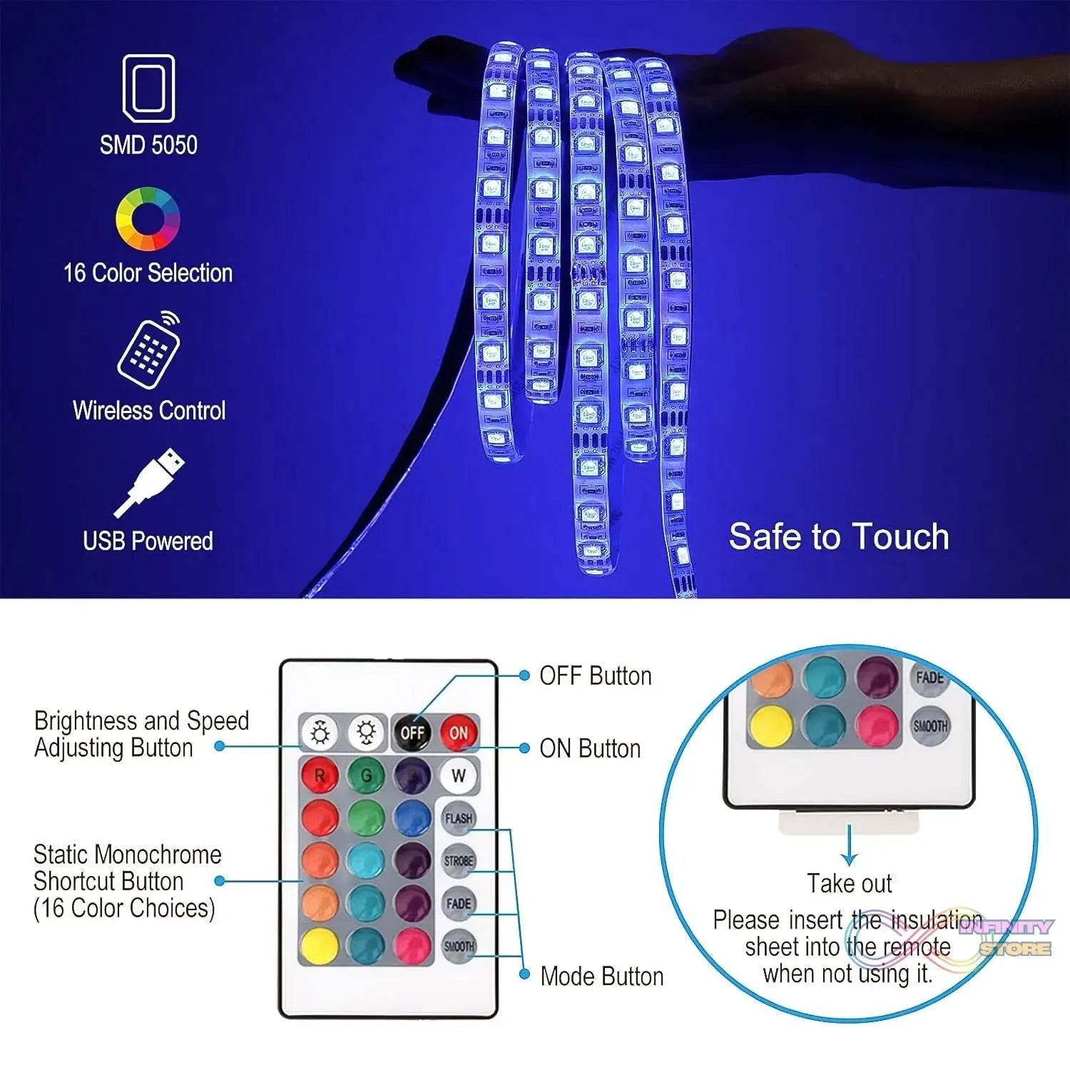 3M RGB LED Strip Lights, LED Mood Lights (1 Set) - infinityexculsivestore.com