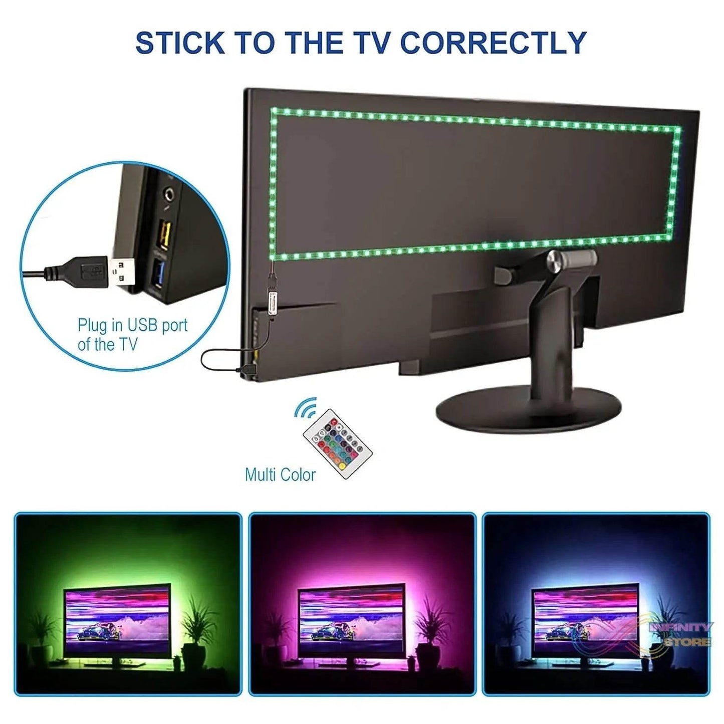 3M RGB LED Strip Lights, LED Mood Lights (1 Set) - infinityexculsivestore.com