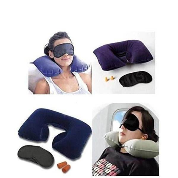 3in1 Air Travel Kit with Pillow, Ear Buds & Eye Mask - infinityexculsivestore.com