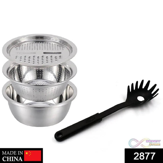3in1 Kitchen multipurpose julienne grater salad maker with pasta server spoon - infinityexculsivestore.com