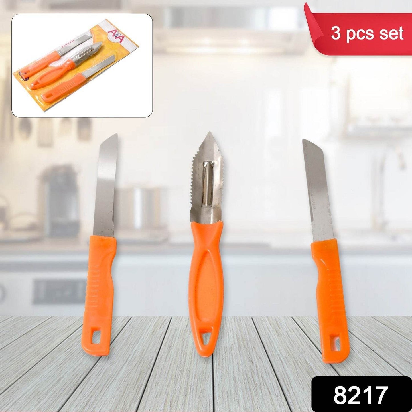 3in1 Multipurpose Stainless Steel Classic Kitchen Knife Set of 3 for Fruits and Vegetable Chopping / Cutting / Peeling, Kitchen Knife / Vegetable Peeler / Plain Knife - infinityexculsivestore.com