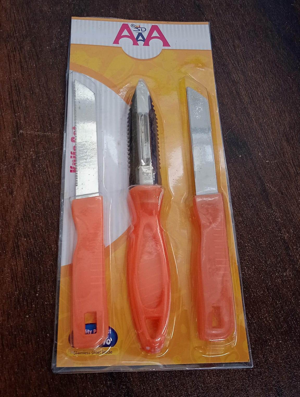 3in1 Multipurpose Stainless Steel Classic Kitchen Knife Set of 3 for Fruits and Vegetable Chopping / Cutting / Peeling, Kitchen Knife / Vegetable Peeler / Plain Knife - infinityexculsivestore.com