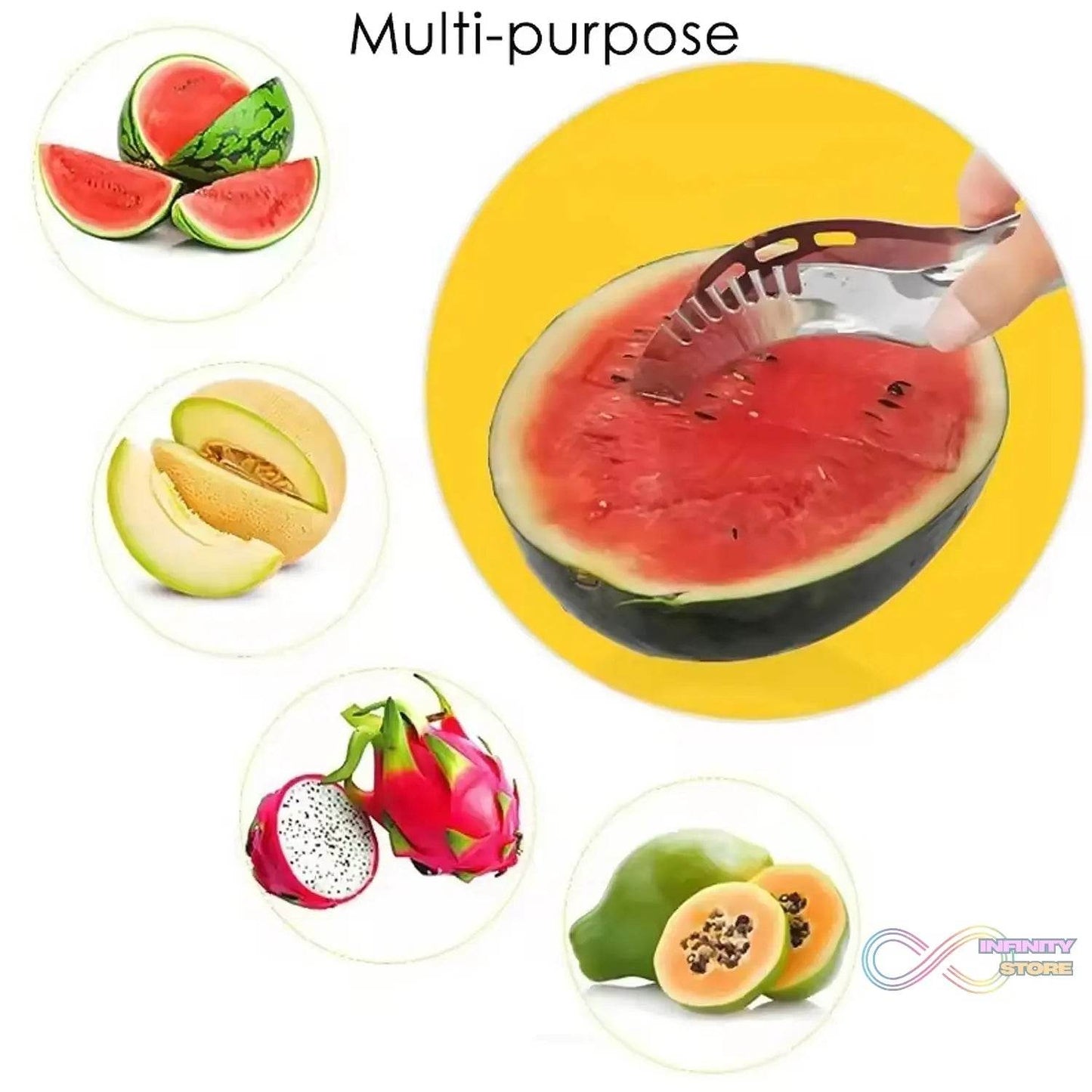 3in1 Stainless Steel Watermelon Cantaloupe Slicer Knife, Corer Fruit, Vegetable Tools Kitchen (1 Pc) - infinityexculsivestore.com