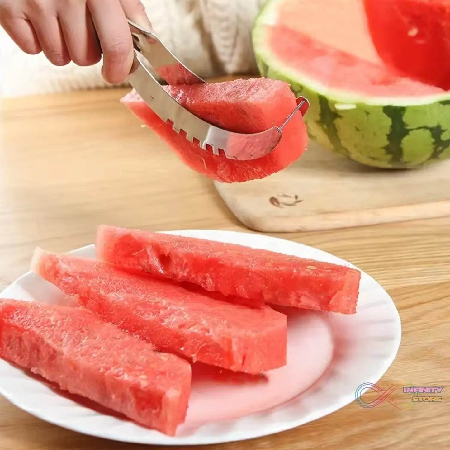 3in1 Stainless Steel Watermelon Cantaloupe Slicer Knife, Corer Fruit, Vegetable Tools Kitchen (1 Pc) - infinityexculsivestore.com
