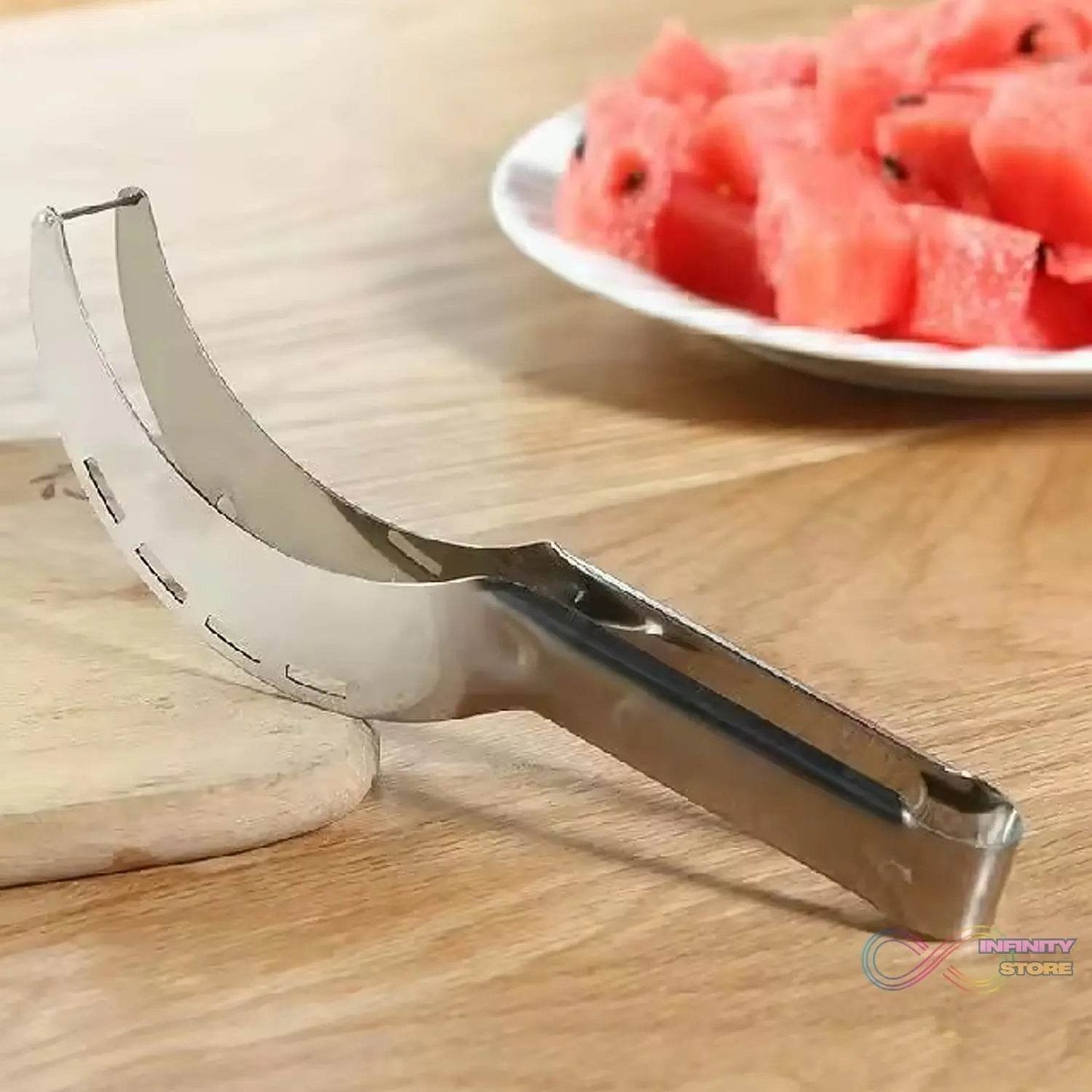3in1 Stainless Steel Watermelon Cantaloupe Slicer Knife, Corer Fruit, Vegetable Tools Kitchen (1 Pc) - infinityexculsivestore.com