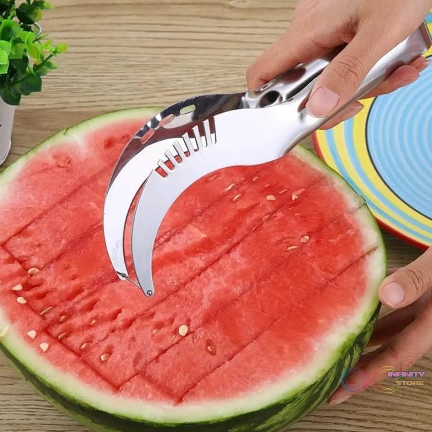 3in1 Stainless Steel Watermelon Cantaloupe Slicer Knife, Corer Fruit, Vegetable Tools Kitchen (1 Pc) - infinityexculsivestore.com