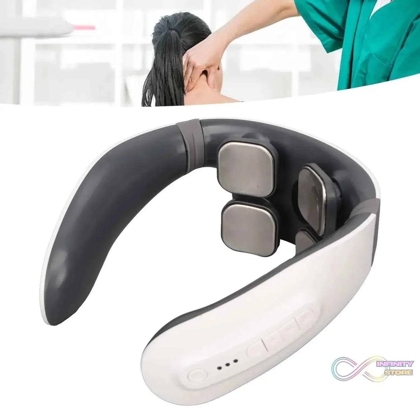 4 Heads Smart Electric Neck and Back Pulse Massager (1 Pc) - infinityexculsivestore.com