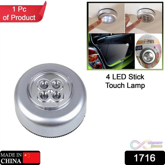 4 LED Battery - Powered Wireless Night Light Stick Tap Touch Lamp Stick - on Push Light for Closets, Cabinets, Counters, or Utility Rooms, Cordless Touch Light - infinityexculsivestore.com