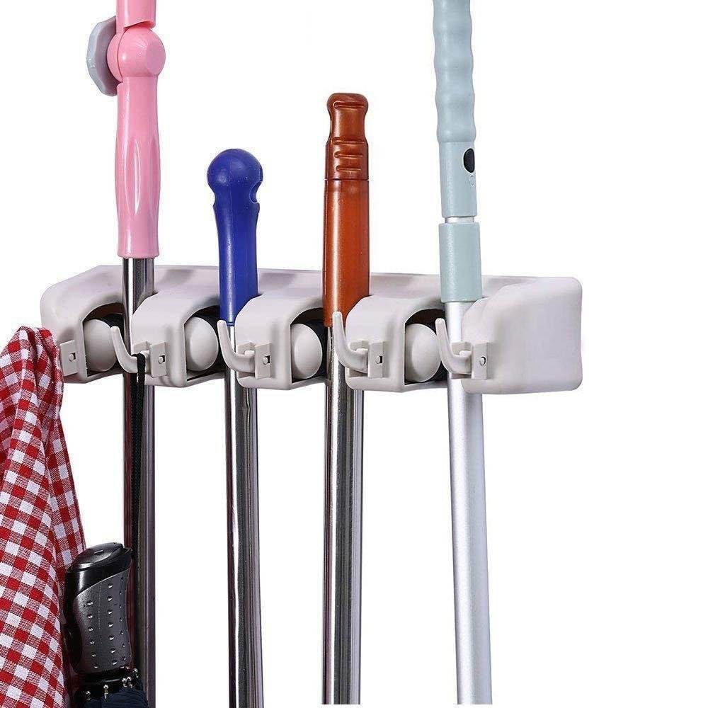 4 Layer Mop and Broom Holder, Garden Tool Organizer, Multipurpose Wall Mounted - infinityexculsivestore.com