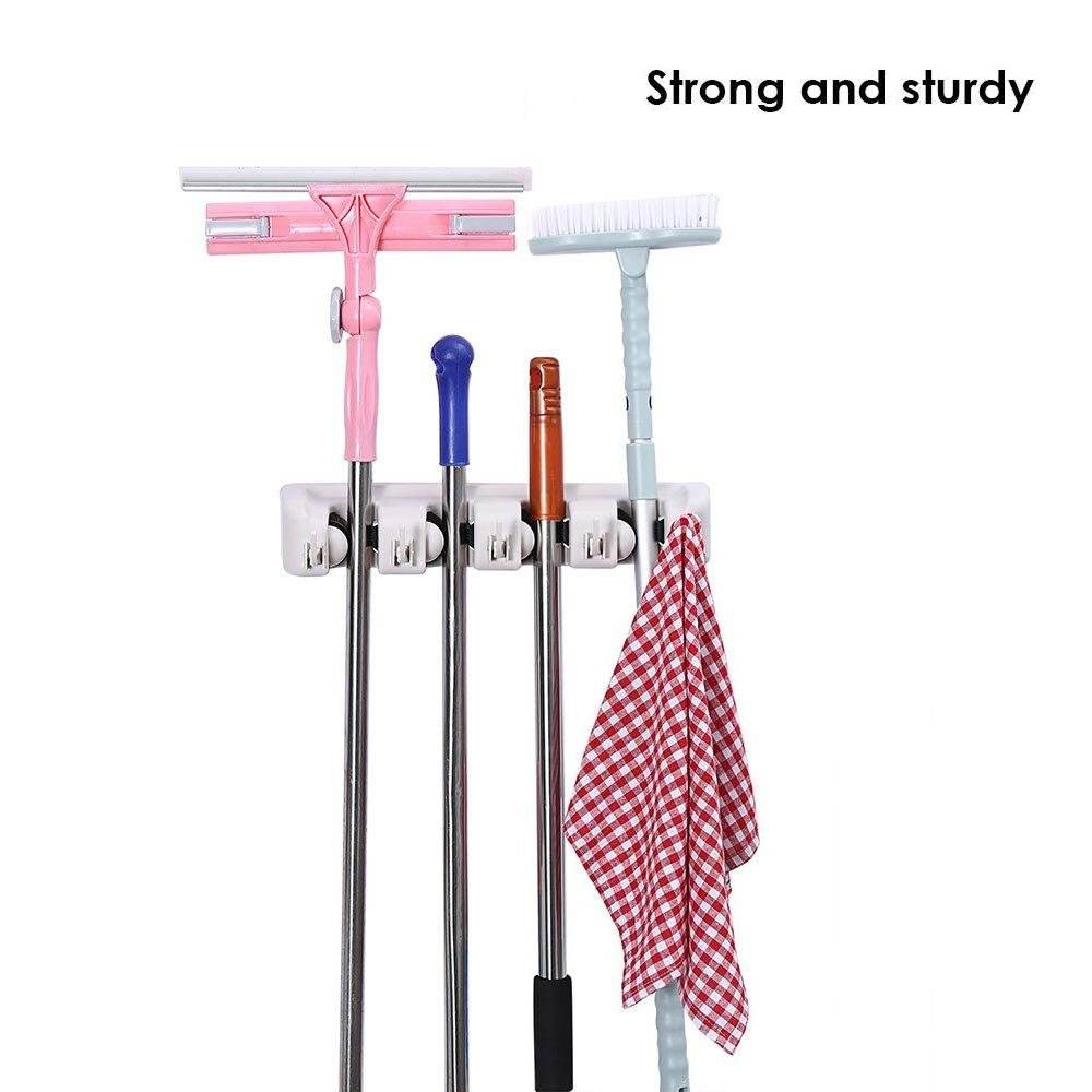4 Layer Mop and Broom Holder, Garden Tool Organizer, Multipurpose Wall Mounted - infinityexculsivestore.com