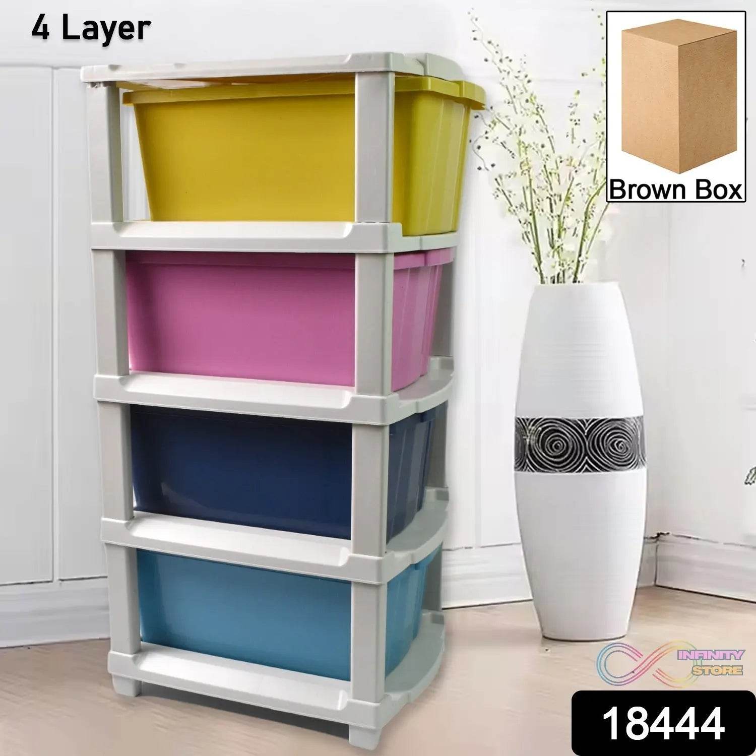 4-Layer Plastic Drawer Storage Organizer, Multi-Purpose Cabinet (1 Pc) - infinityexculsivestore.com