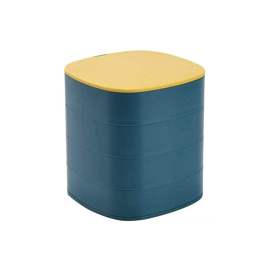 4 Layers Jewellery Box, 360 Degree Rotating Jewelry Box, Jewelry and Earring Organizer Box with Mirror, Accessory Storage Box (Multicolor) - infinityexculsivestore.com