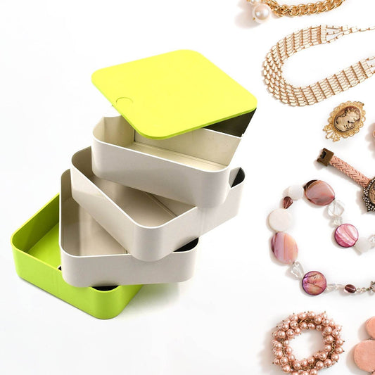 4 Layers Jewelry Box, 360 Degree Rotating Jewelry Box, Jewelry and Earring Organizer Box, Accessory Storage Box - infinityexculsivestore.com