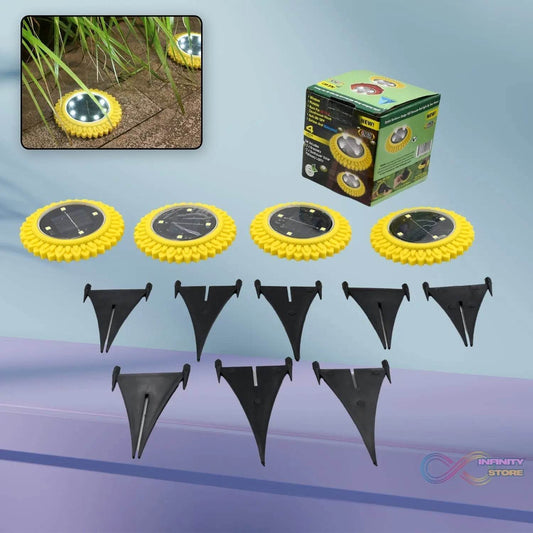 4 Pack Solar Ground Lights, LED Solar Powered Disk Lights Outdoor Waterproof Garden Landscape Lighting for Yard Deck Lawn Pathway Walkway Balcony Decoration - infinityexculsivestore.com