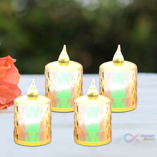4 Pc Flameless and Smokeless Decorative Melting Candles LED Tea Light - infinityexculsivestore.com