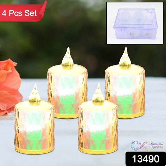 4 Pc Flameless and Smokeless Decorative Melting Candles LED Tea Light - infinityexculsivestore.com