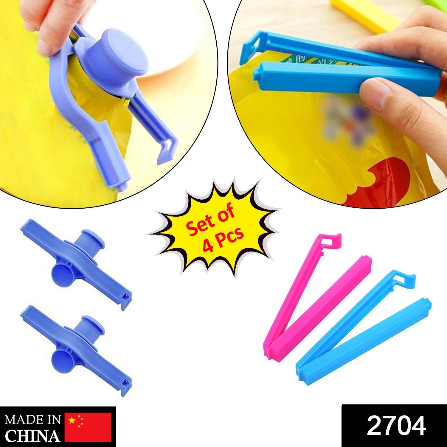 4 Pc Food Sealing Clip used in all kinds of places including household and official, especially for sealing packed food and stuff. - infinityexculsivestore.com