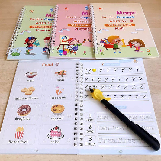 4 Pc Magic Copybook widely used by kids, childrenβs and even adults also to write down important things over it while emergencies etc. - infinityexculsivestore.com