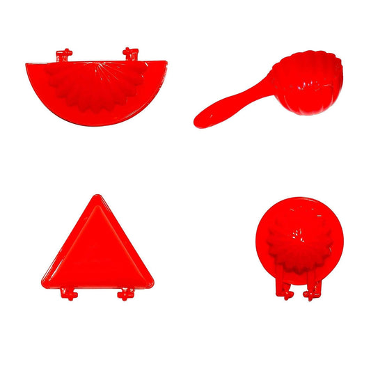 4 Pcs Plastic Red Kitchen Tool Mould Dough Press - infinityexculsivestore.com