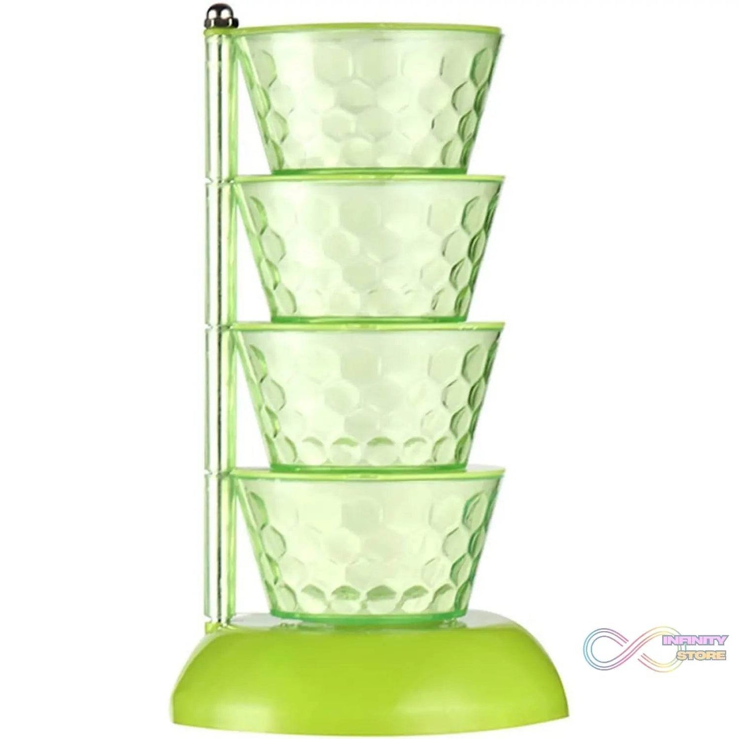 4 Section 360° Rotating Vertical Seasoning Box Plastic Pickle Tower | Spice Rack (4 Layer with 4 Plastic Spoon / 1 Set) - infinityexculsivestore.com