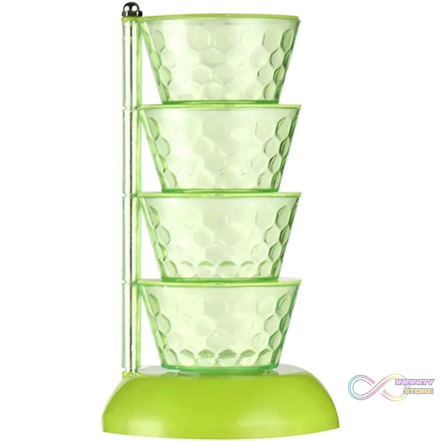 4 Section 360° Rotating Vertical Seasoning Box Plastic Pickle Tower | Spice Rack (4 Layer with 4 Plastic Spoon / 1 Set) - infinityexculsivestore.com