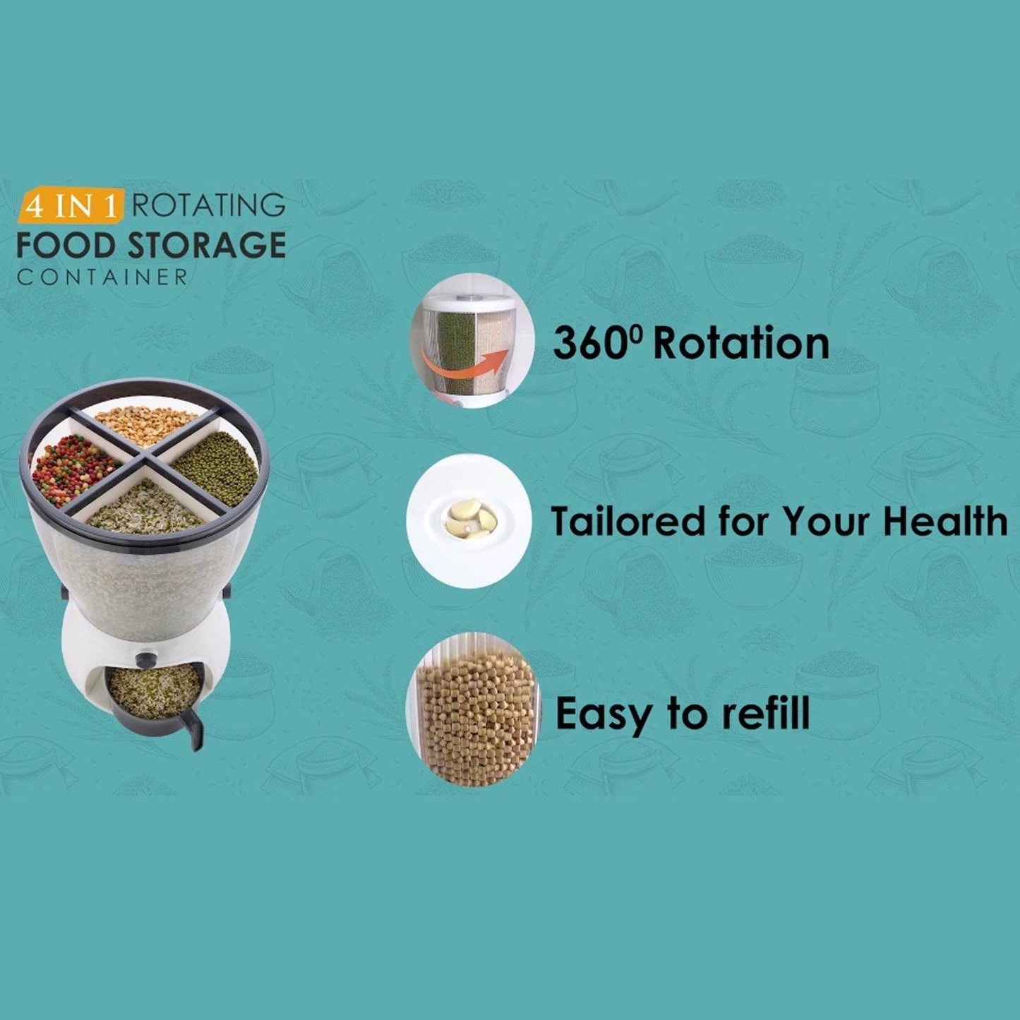 4 - in - 1 10L Rice & Grain Storage Dispenser - infinityexculsivestore.com