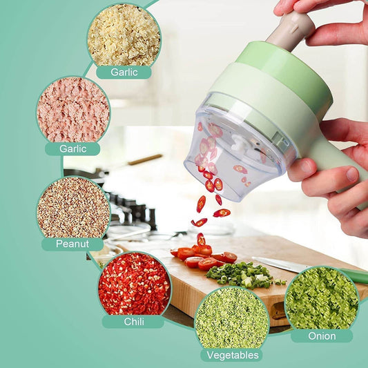 4 in 1 Electric Handheld Cooking Hammer Vegetable Cutter Set Electric Food Chopper Multifunction Vegetable Fruit Slicer - infinityexculsivestore.com