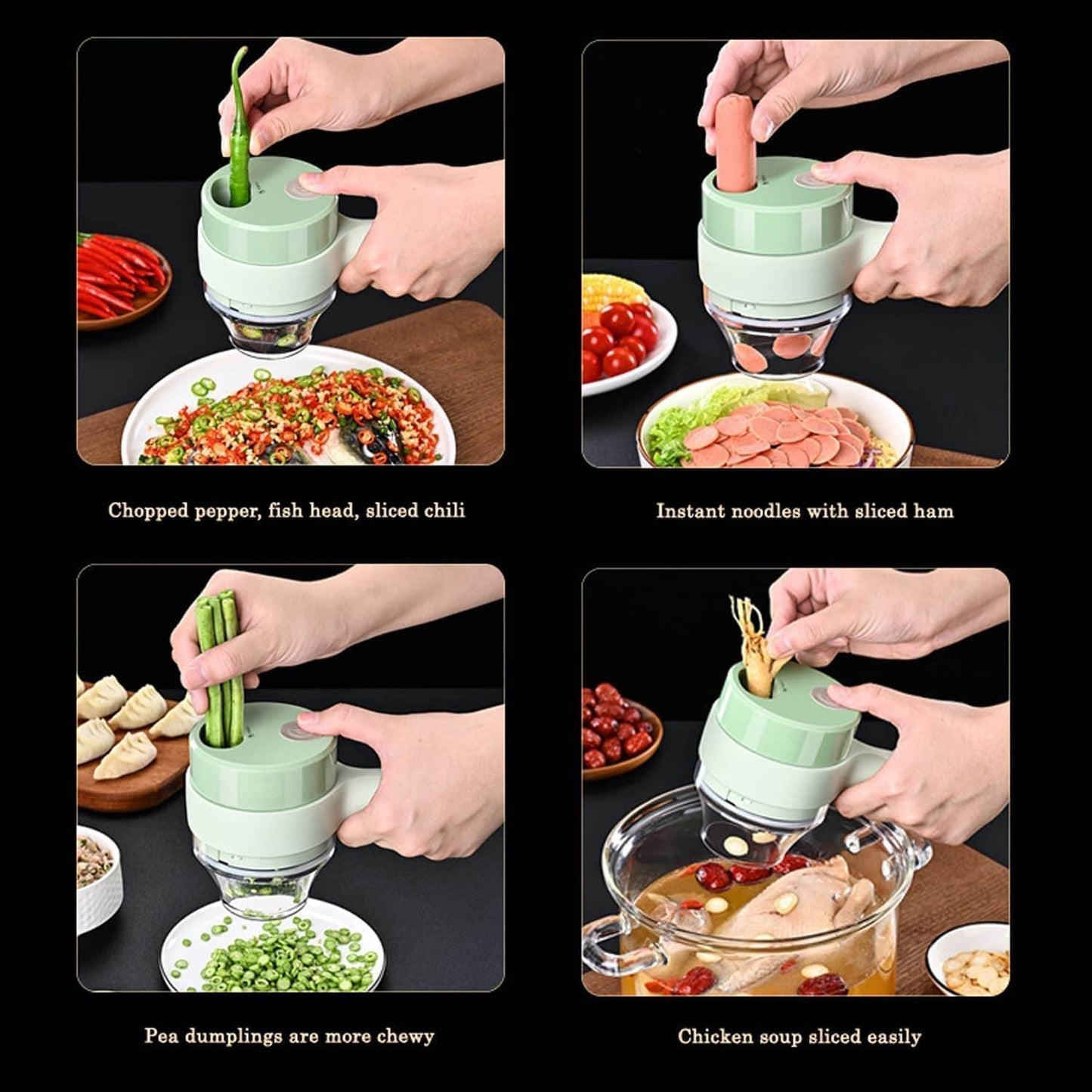 4 in 1 Electric Handheld Cooking Hammer Vegetable Cutter Set Electric Food Chopper Multifunction Vegetable Fruit Slicer - infinityexculsivestore.com