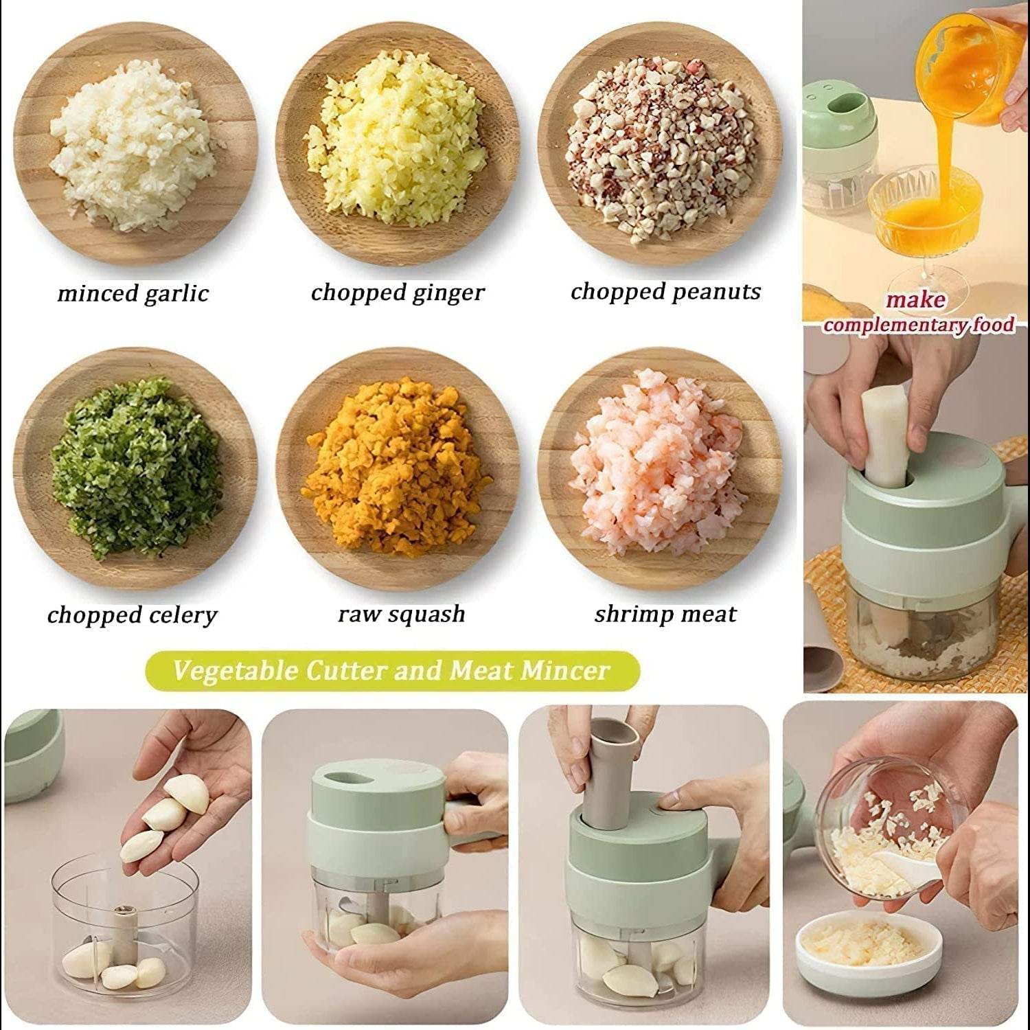 4 in 1 Electric Handheld Cooking Hammer Vegetable Cutter Set Electric Food Chopper Multifunction Vegetable Fruit Slicer - infinityexculsivestore.com