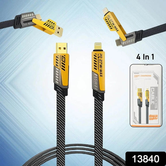 4 in 1 Fast Charging Cable With Multiport USB-C to Type C, USB-C to Lightning (1 Pc) - infinityexculsivestore.com