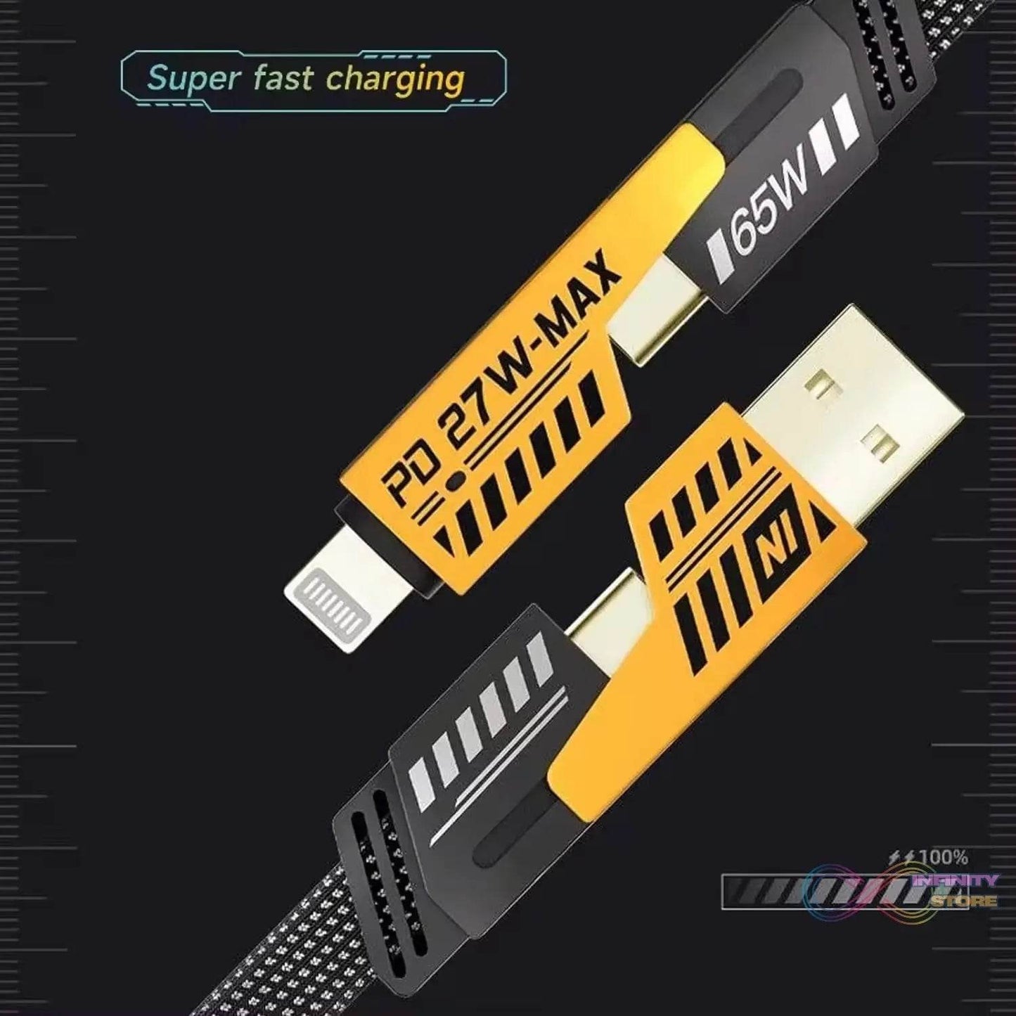 4 in 1 Fast Charging Cable With Multiport USB-C to Type C, USB-C to Lightning (1 Pc) - infinityexculsivestore.com