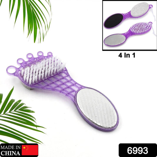 4 in 1 Pedicure Tool for Rough & Dry Feet Dual-Sided with Pumice Stone Soft Brush Steel Scrubber & Emery File Softens Hard Foot Corns & Calluses Cleanses & Smoothens Dull Feet - infinityexculsivestore.com