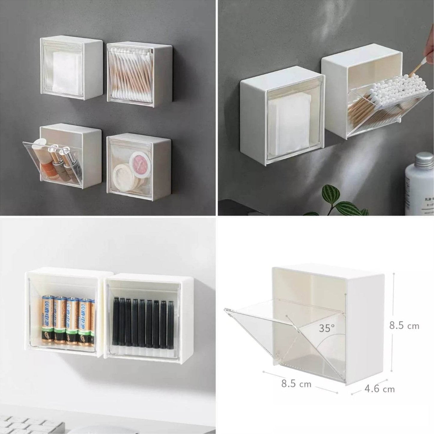 4037Adhesive Wall Mounted Flip Storage Box Holder Small Object Storage Case ( 1 pcs ) - infinityexculsivestore.com