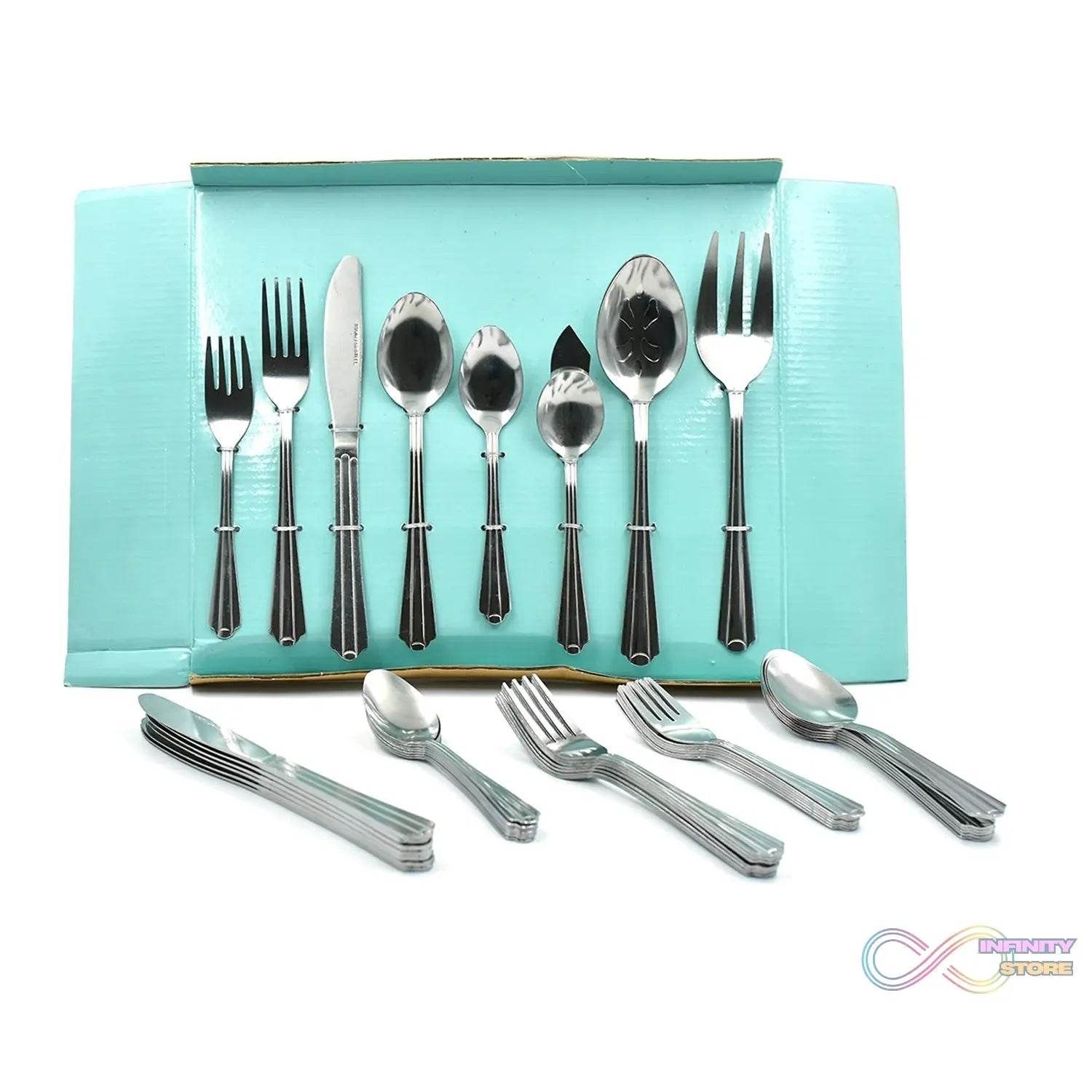 45Pc Stainless steel Flatware Set Used For Dinner, Breakfast And Lunch Purposes In All Kinds Of Places. - infinityexculsivestore.com