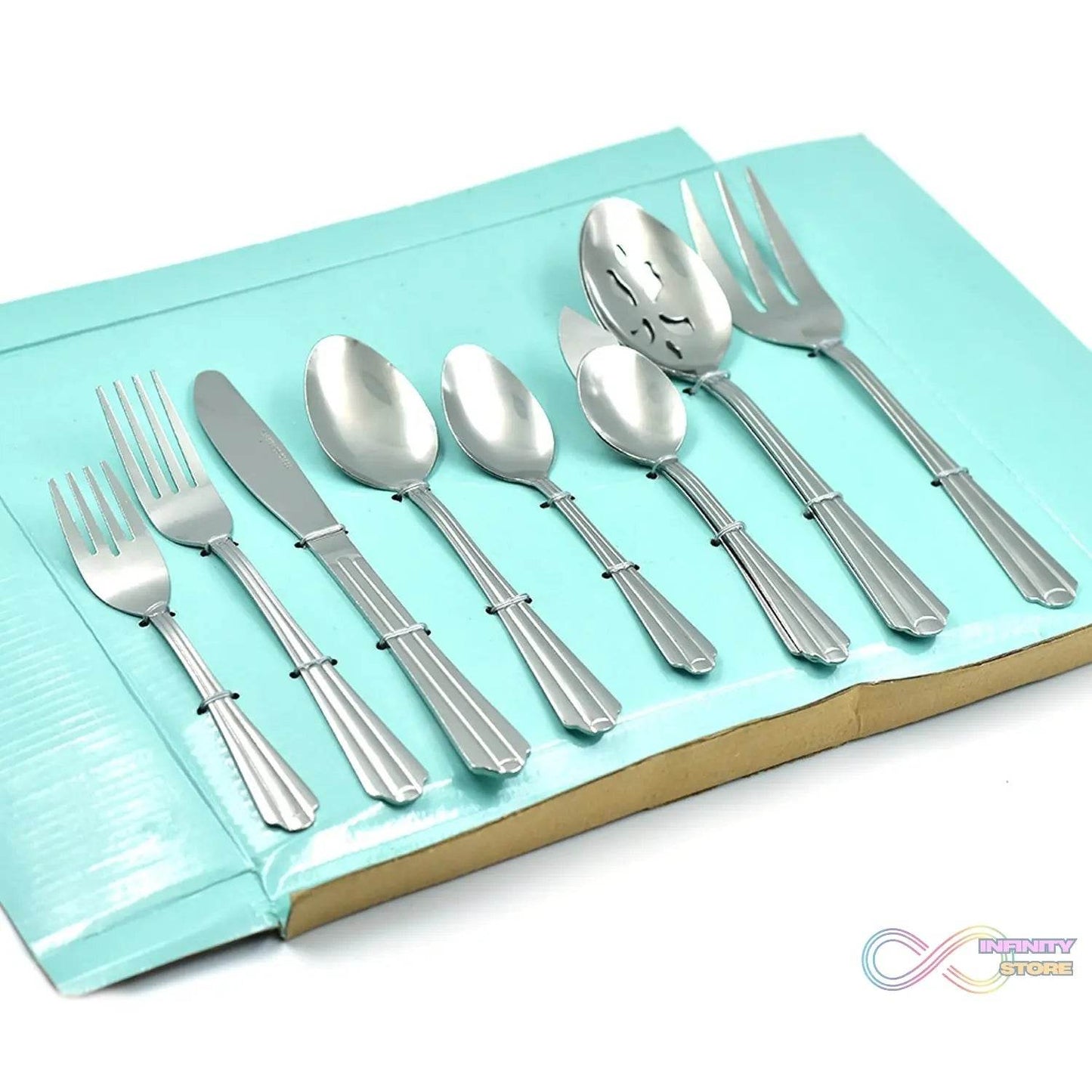 45Pc Stainless steel Flatware Set Used For Dinner, Breakfast And Lunch Purposes In All Kinds Of Places. - infinityexculsivestore.com