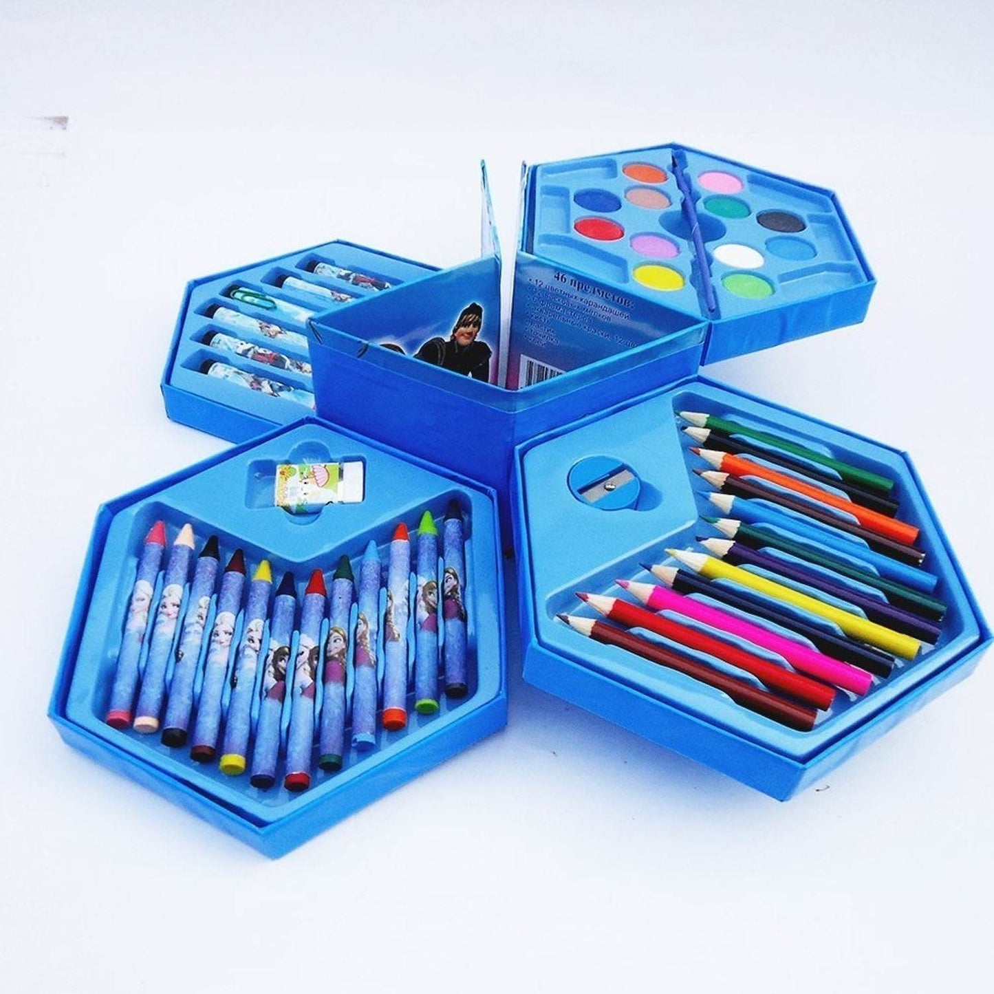 46 Pcs Plastic Art Colour Set with Color , Crayons, Oil Pastel and Sketch Pens - infinityexculsivestore.com