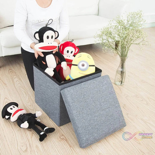 4986 Living Room Cube Shape Sitting Stool with Storage Box. Foldable Storage Bins Multipurpose Clothes, Books, and Toys Organizer with Cushion Seat. (Mix Color) - infinityexculsivestore.com