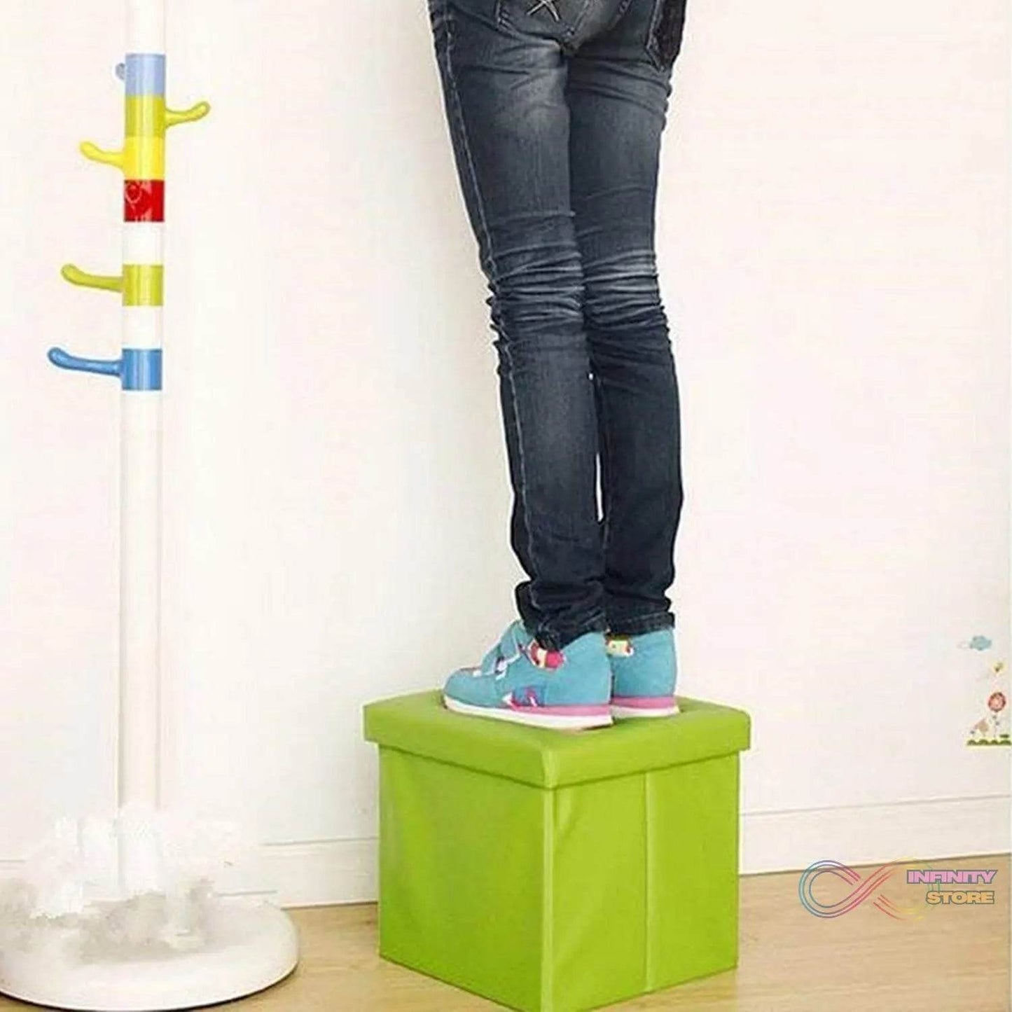 4986 Living Room Cube Shape Sitting Stool with Storage Box. Foldable Storage Bins Multipurpose Clothes, Books, and Toys Organizer with Cushion Seat. (Mix Color) - infinityexculsivestore.com