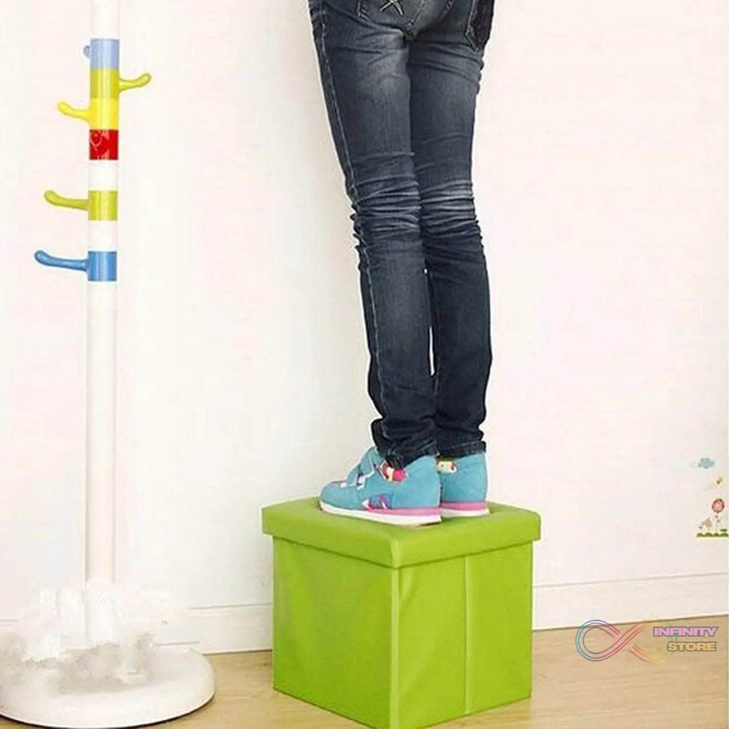 4986 Living Room Cube Shape Sitting Stool with Storage Box. Foldable Storage Bins Multipurpose Clothes, Books, and Toys Organizer with Cushion Seat. (Mix Color) - infinityexculsivestore.com