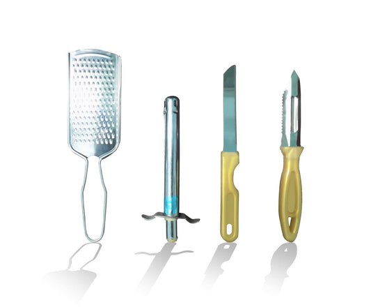 4In1 Combo - Stainless Steel Kitchen Lighter, Knife, Peeler and Smooth Grater - infinityexculsivestore.com