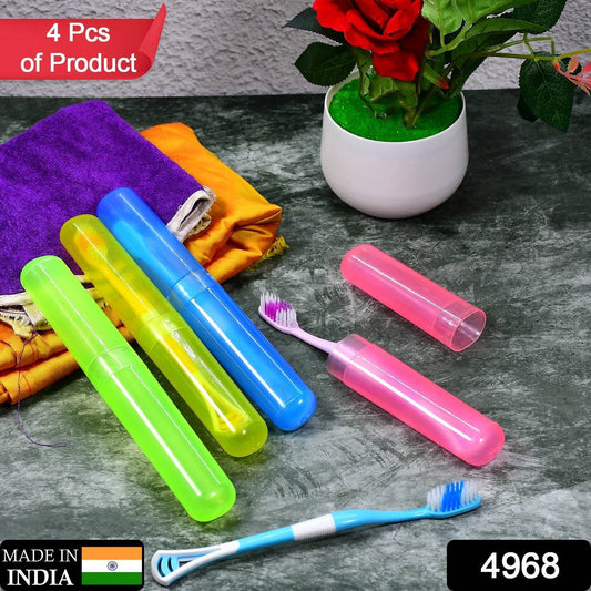 4pc Plastic Toothbrush Cover, Anti Bacterial Toothbrush Container - Tooth Brush Travel Covers, Case, Holder, Cases - infinityexculsivestore.com