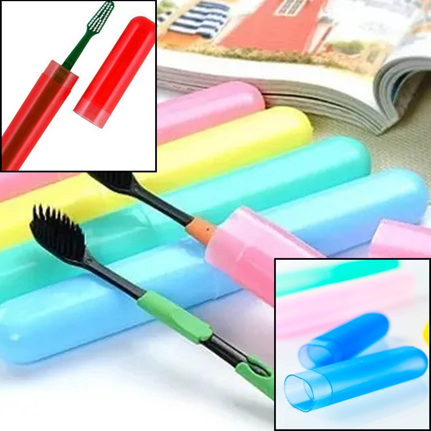 4pc Plastic Toothbrush Cover, Anti Bacterial Toothbrush Container - Tooth Brush Travel Covers, Case, Holder, Cases - infinityexculsivestore.com