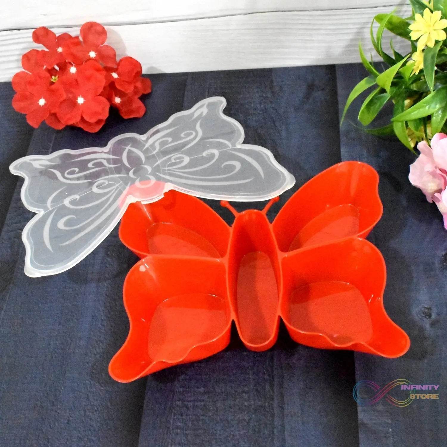 5 Compartment Multipurpose Butterfly Plastic Tray (1 Pc) - infinityexculsivestore.com