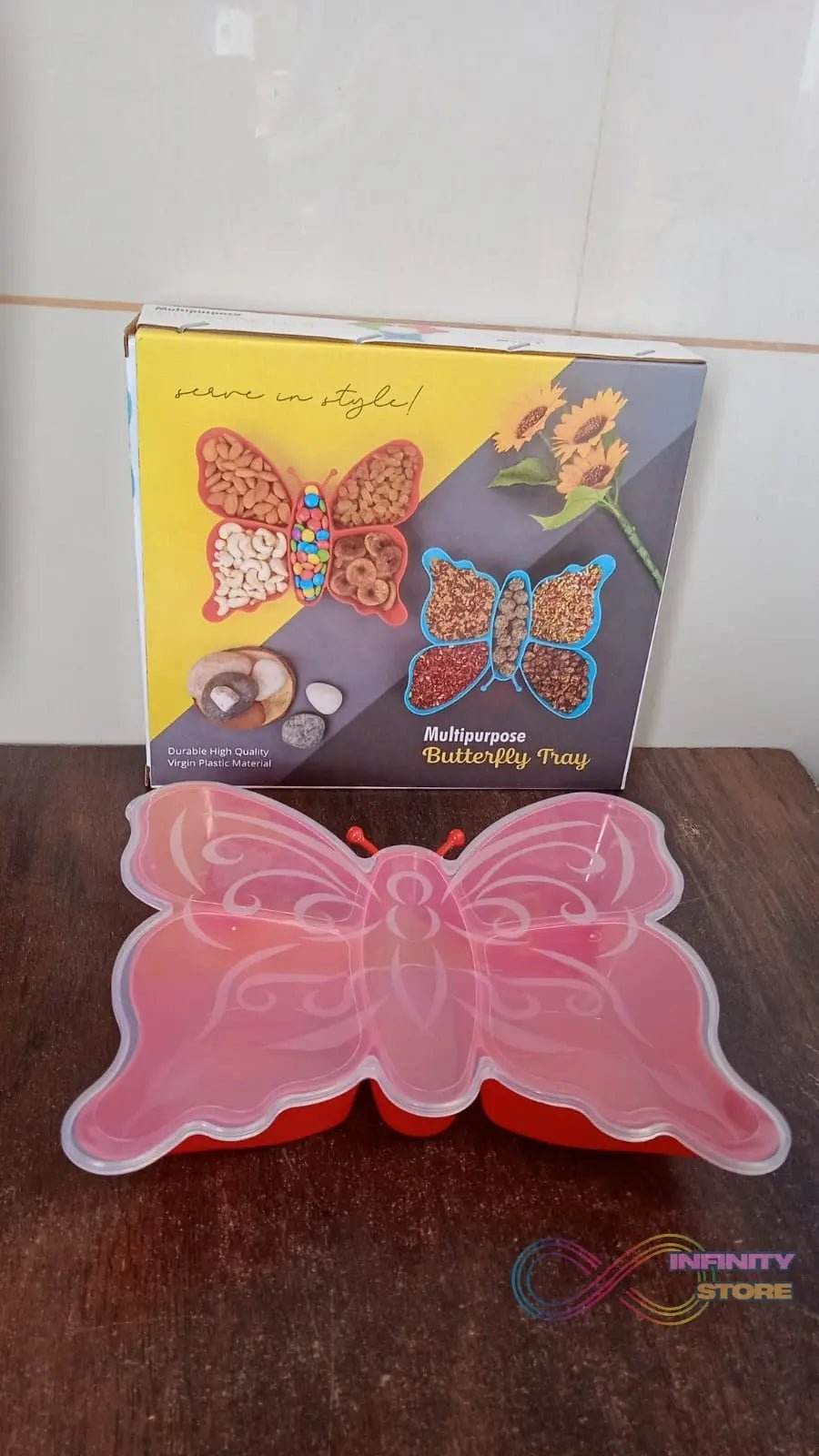 5 Compartment Multipurpose Butterfly Plastic Tray (1 Pc) - infinityexculsivestore.com