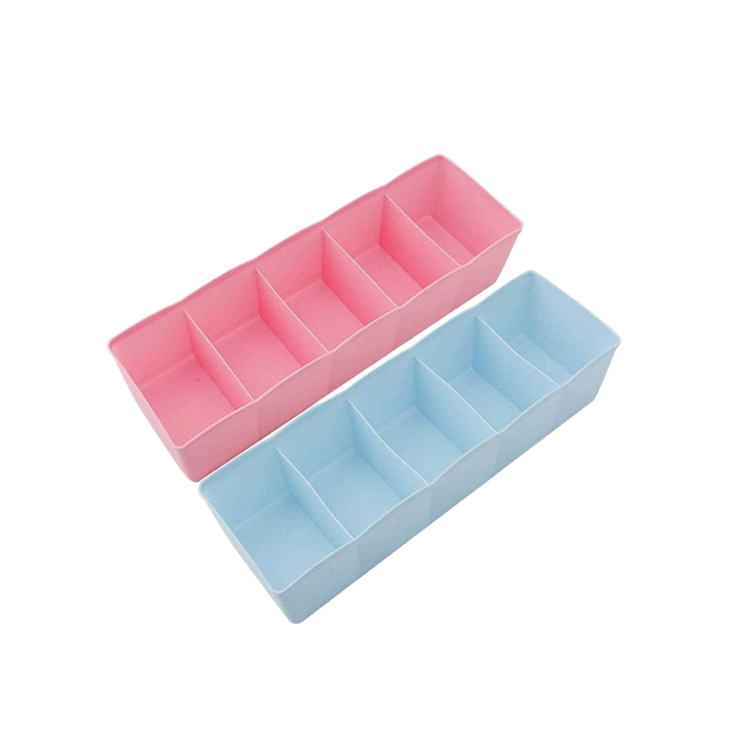 5 Compartments Socks / Handkerchief / Underwear Storage Box Socks Drawer Closet Organizer Storage Boxes (pack of 2) - infinityexculsivestore.com