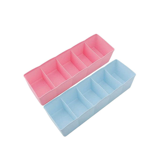 5 Compartments Socks / Handkerchief / Underwear Storage Box Socks Drawer Closet Organizer Storage Boxes (pack of 2) - infinityexculsivestore.com